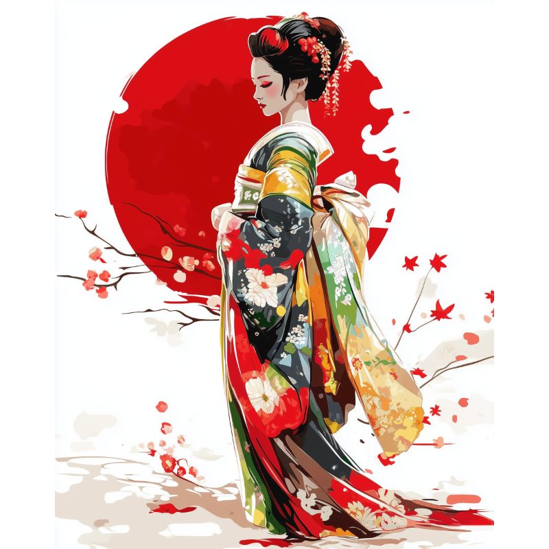 Geisha Elegante - Tableau peinture par numéro