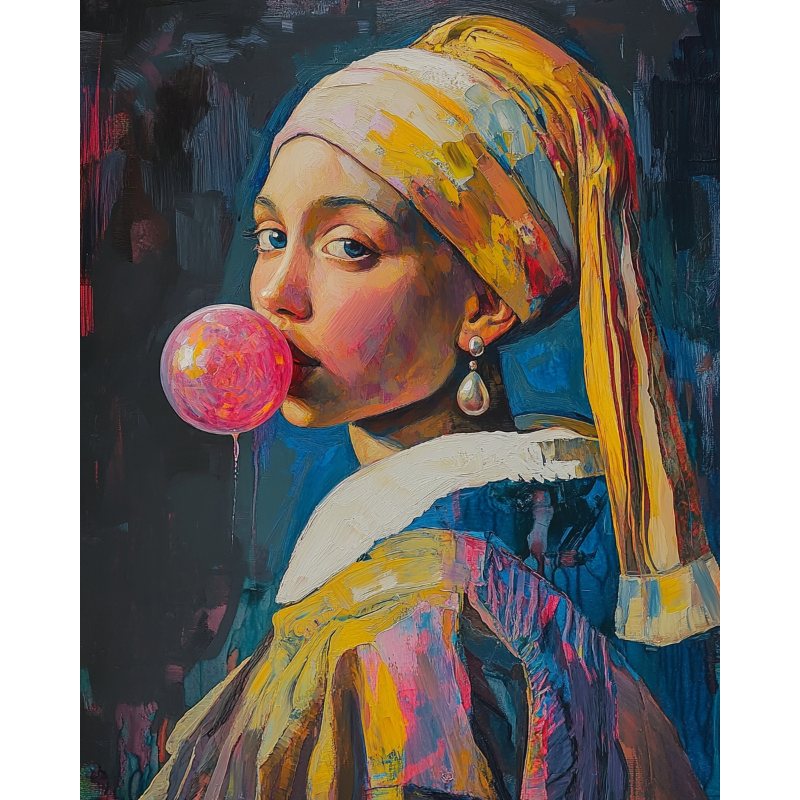 Fille à la Perle Rose - Tableau peinture par numéro