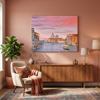 Tableau peinture par numéro Grand Canal de Venise accroché dans un intérieur décoré — Maison Artsen