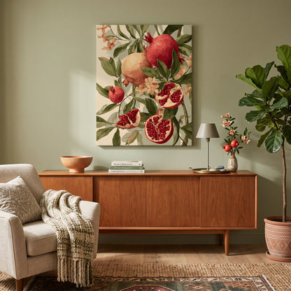 Tableau peinture par numéro Grenades en fleurs accroché dans un intérieur décoré — Maison Artsen