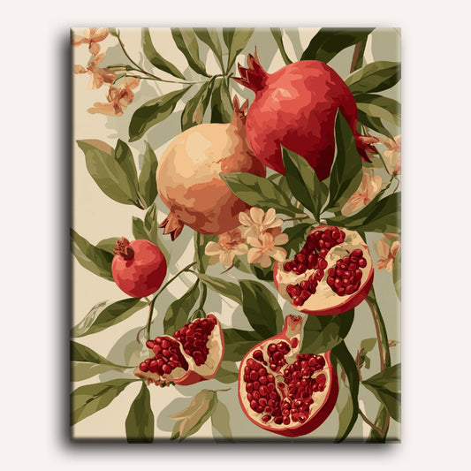 Peinture par numéro adulte Grenades en fleurs, toile tendue 30×40 cm — Maison Artsen