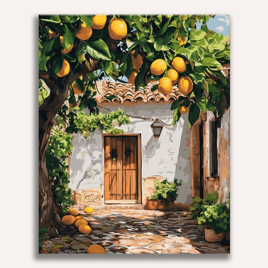 Peinture par numéro adulte Jardin de citrons, toile tendue 30×40 cm — Maison Artsen