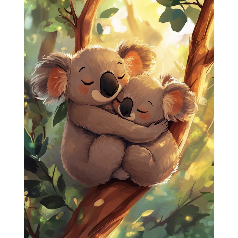Koalas Mignons - Tableau peinture par numéro