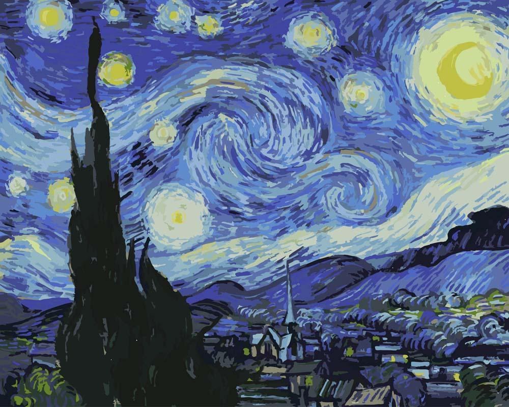 Modèle à peindre La Nuit Étoilée, peinture par numéro 30×40 cm — Maison Artsen