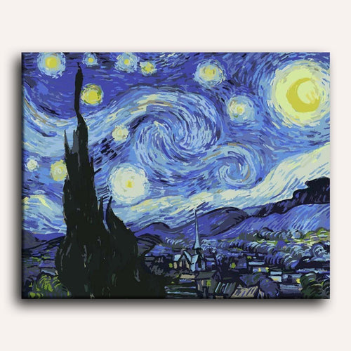 Peinture par numéro adulte La Nuit Étoilée, toile tendue 30×40 cm — Maison Artsen