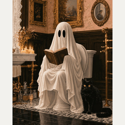 Peinture par numéro adulte Le Fantôme Lecteur, visuel complet du design — Maison Artsen