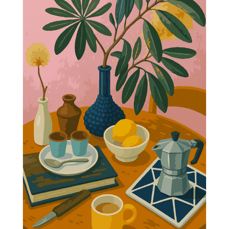 Citrons et Espresso - Tableau peinture par numéro