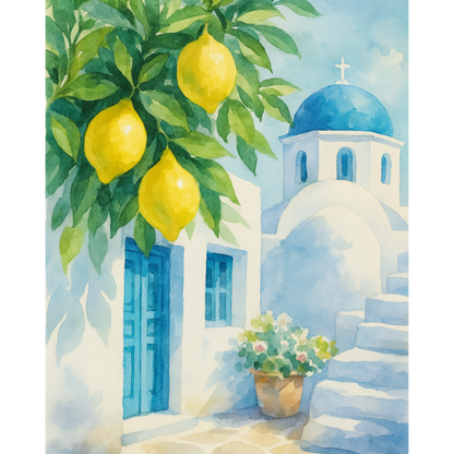 Citrons de Santorin - Tableau peinture par numéro