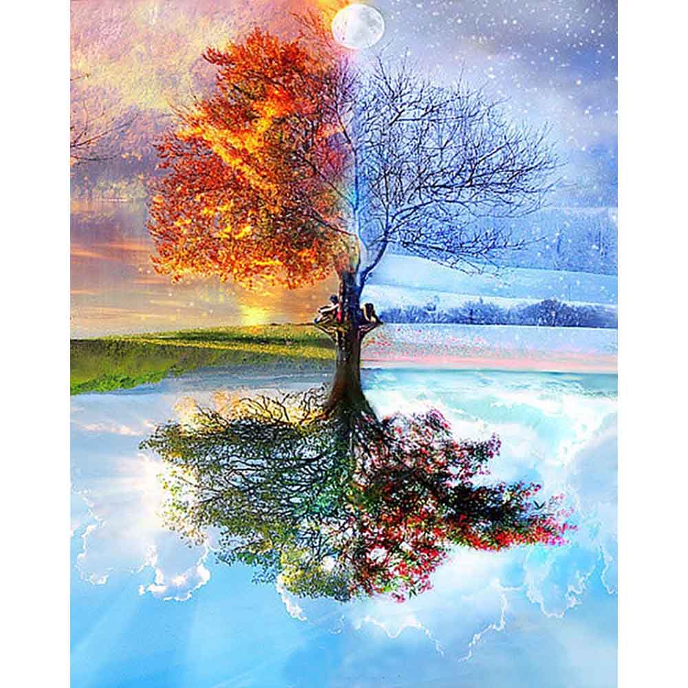 Les 4 Saisons - Tableau peinture par numéro