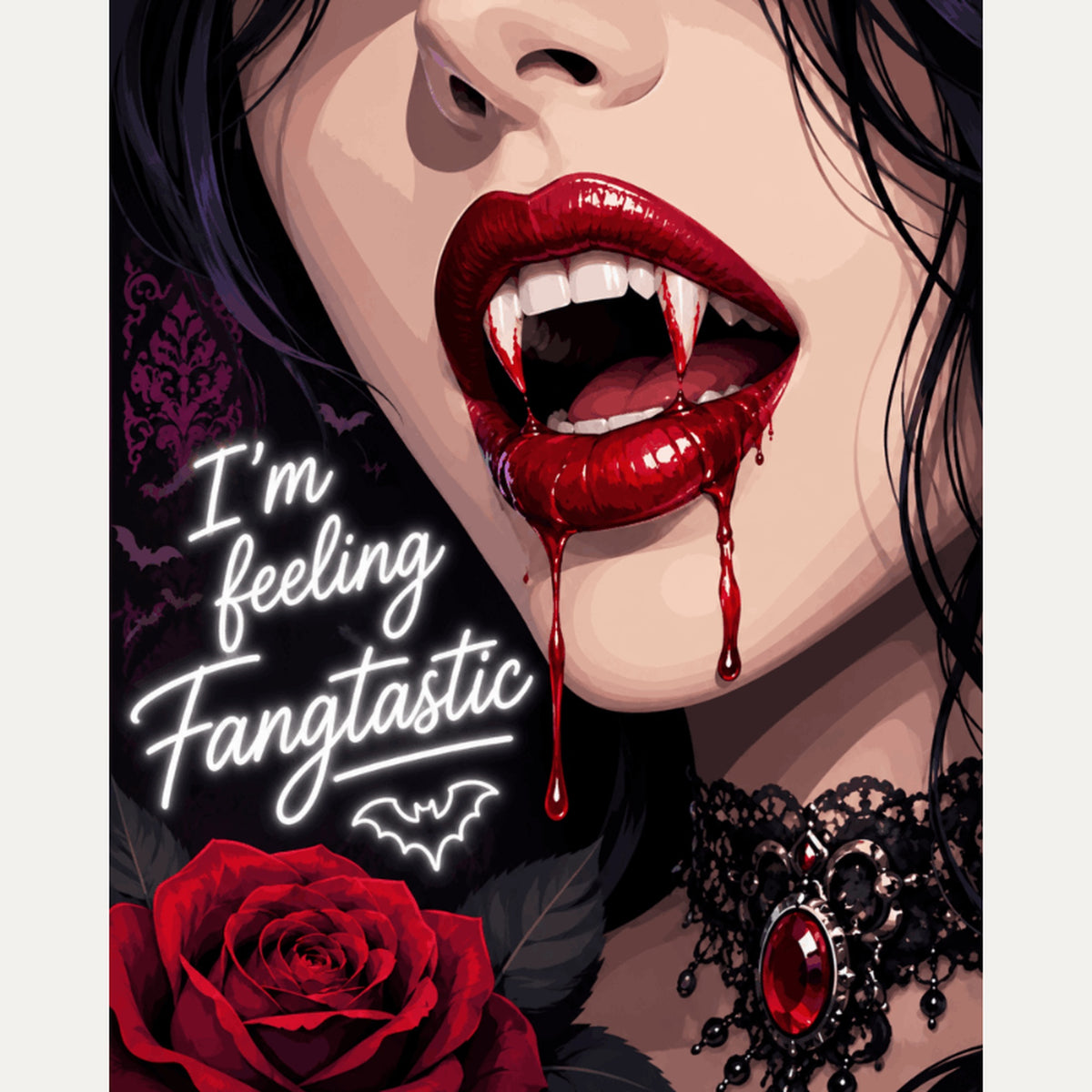 Peinture par numéro adulte Lèvres de Vampire, visuel complet du design — Maison Artsen