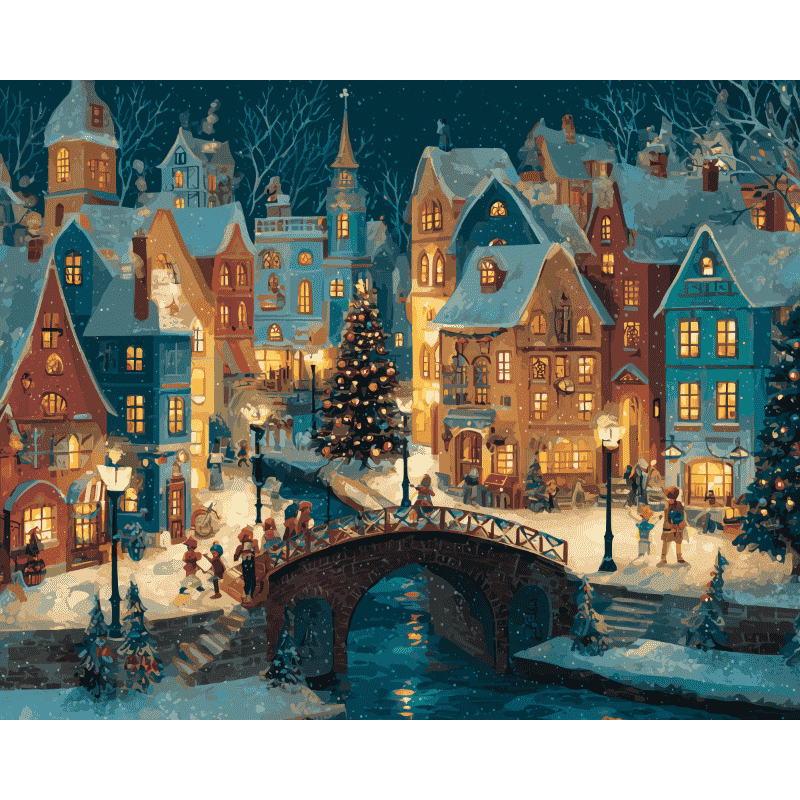 Village Enchanté - Tableau peinture par numéro