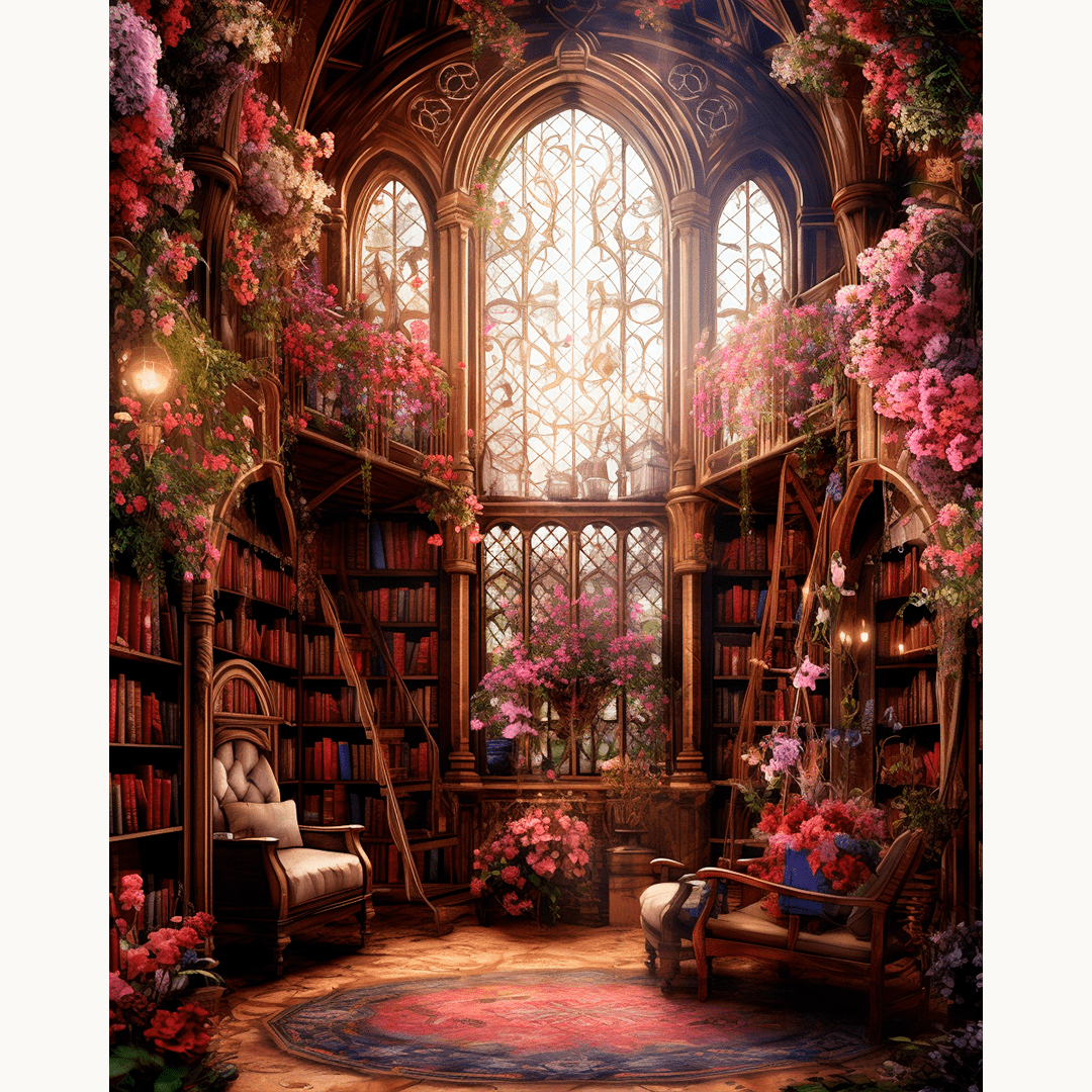 Peinture par numéro Bibliothèque florale enchantée - Toile sur châssis - Maison Artsen
