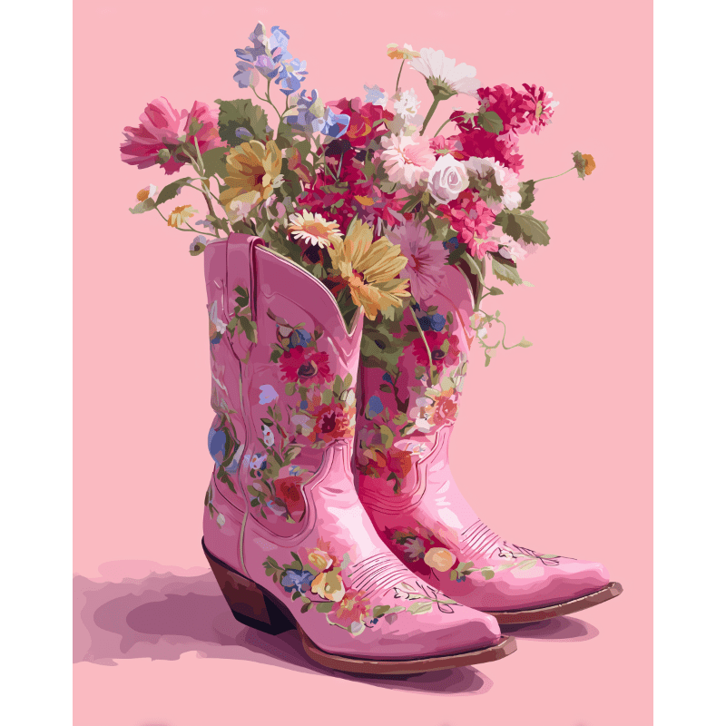 Peinture par numéro Bottes fleuries - Maison Artsen