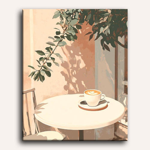 Peinture par numéro Café du matin - Toile sur châssis - Maison Artsen
