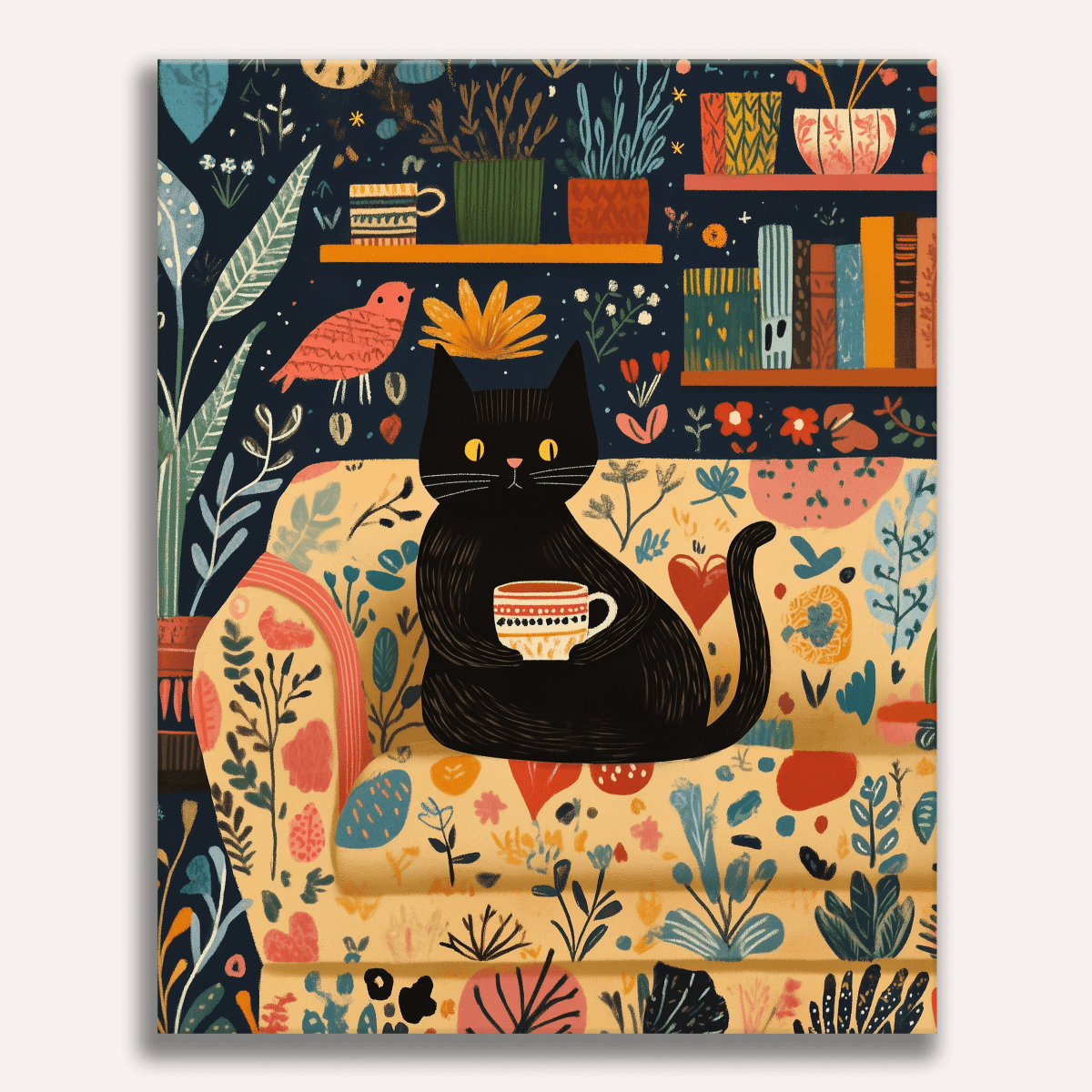 Peinture par numéro Chat et café - Maison Artsen