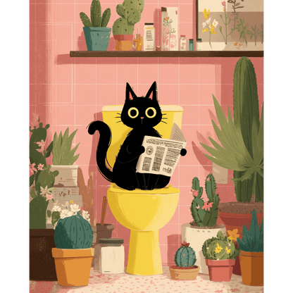 Peinture par numéro Chat noir aux toilettes - Maison Artsen
