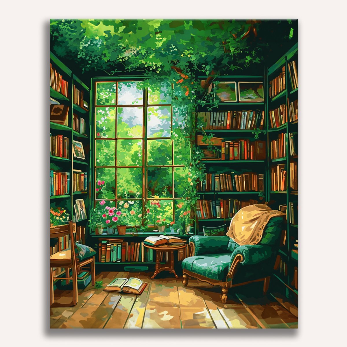 Peinture par numéro Coin lecture verdoyant - Maison Artsen