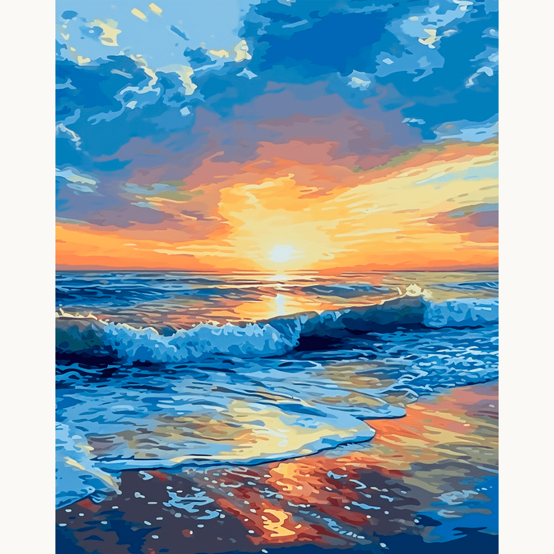 Peinture par numéro Crépuscule en bord de mer - Toile sur châssis - Maison Artsen