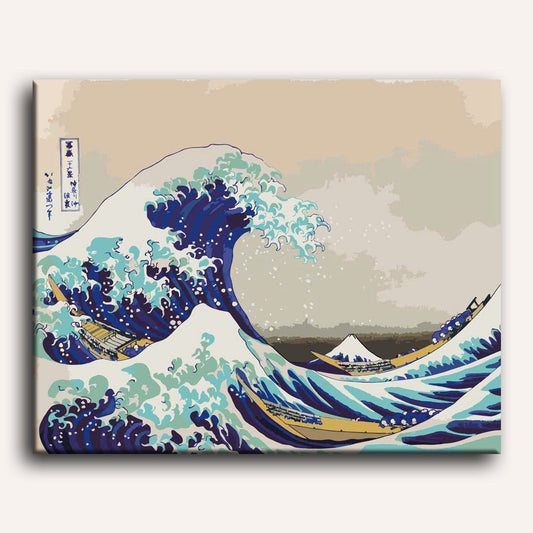 Peinture par numéro La grande vague de Kanagawa - Toile sur châssis - Maison Artsen