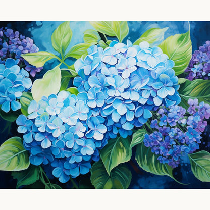 Peinture par numéro Hortensia bleu - Toile sur châssis - Maison Artsen