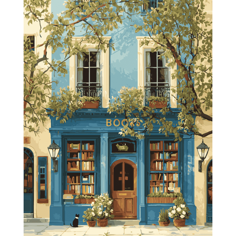 Peinture par numéro La librairie bleue - Maison Artsen