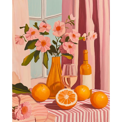 Peinture par numéro Oranges, vin et fleurs - Maison Artsen