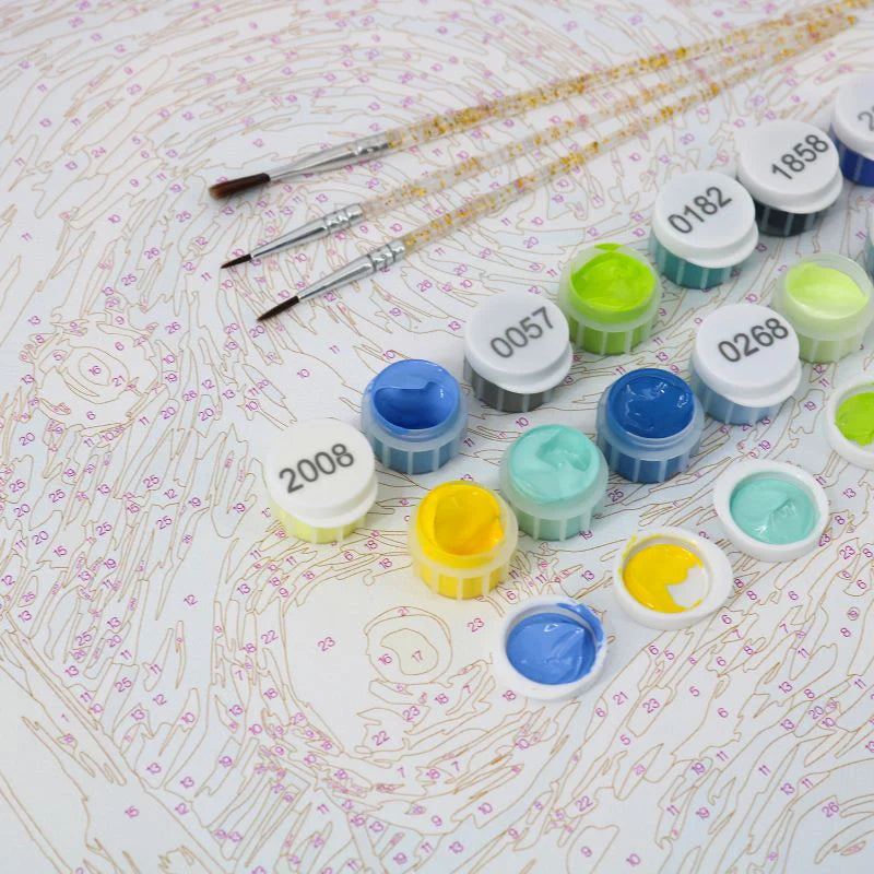 Peinture par numéro – Pinceaux et pots de peinture acrylique – Maison Artsen