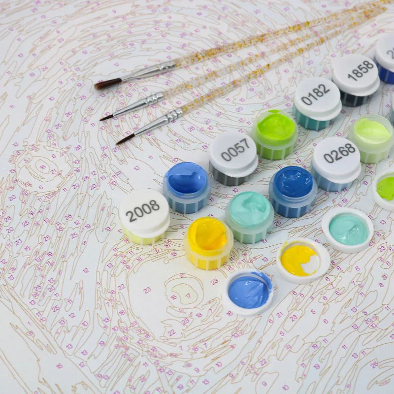 Kit peinture par numéro Maison Artsen - Pinceaux et peinture acrylique