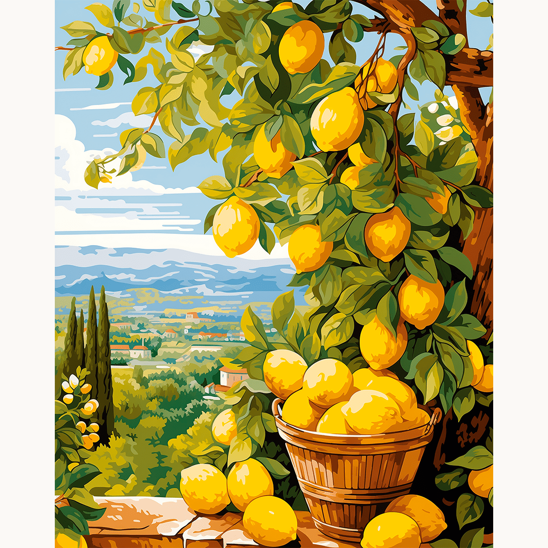Peinture par numéro Récolte de citrons - Toile sur châssis - Maison Artsen