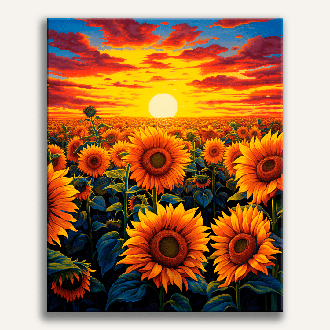 Peinture par numéro Tournesols au crépuscule - Maison Artsen
