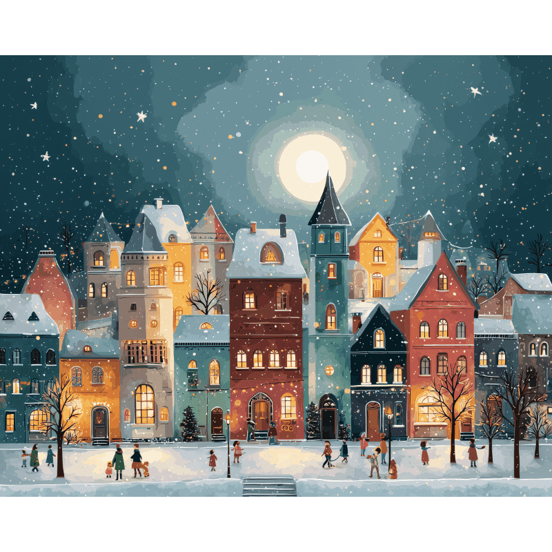 Peinture par numéro Village de Noël - Maison Artsen