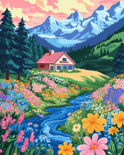 Maison Colorée - Tableau peinture par numéro