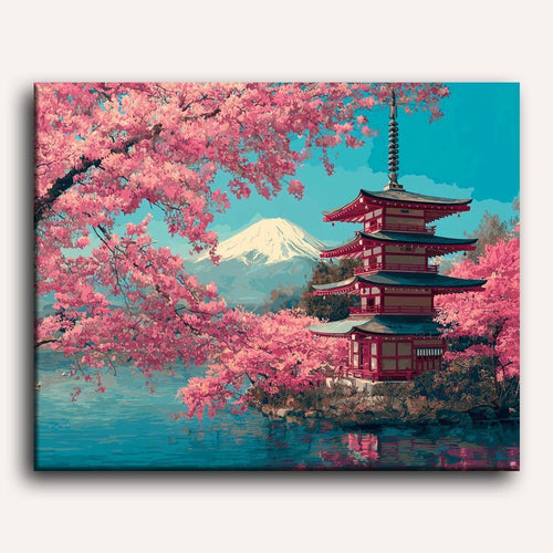 Mont Fuji Fleuri - Peinture par numéro Maison Artsen
