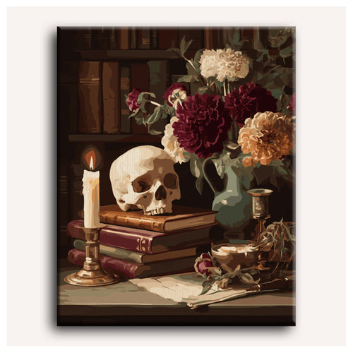 Peinture par numéro adulte Nature Morte à la Bougie, toile tendue vue de face — Maison Artsen