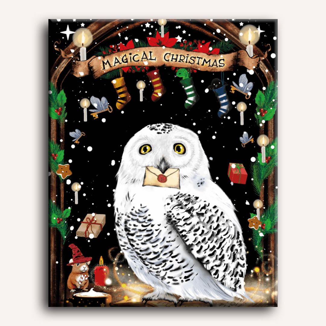 Peinture par numéro adulte Noël Magique, visuel complet du design sur toile — Maison Artsen