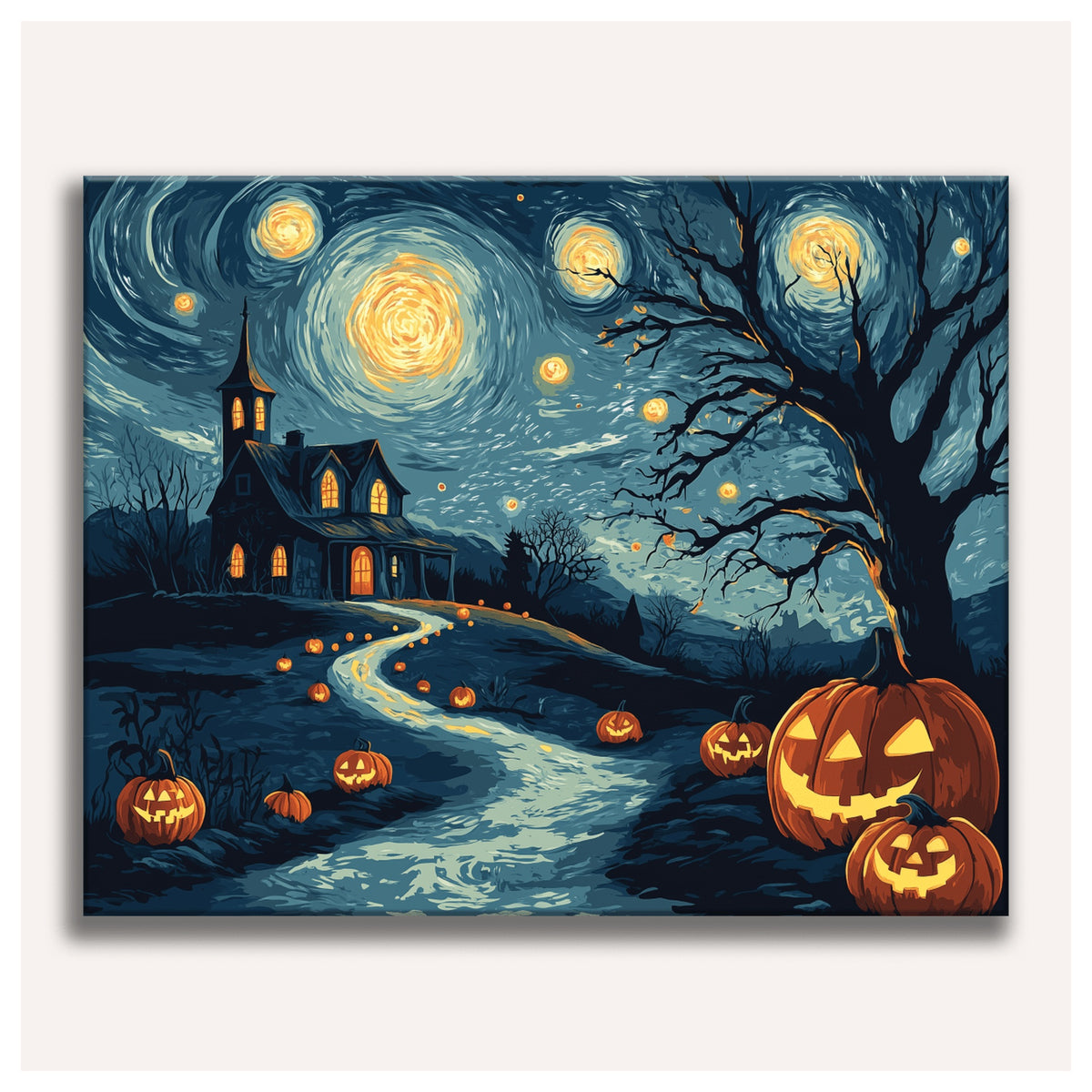 Peinture par numéro adulte Nuit Étoilée d'Octobre, toile tendue vue de face — Maison Artsen