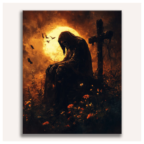Peinture par numéro adulte Ombre de la Lune Rousse, toile tendue vue de face — Maison Artsen