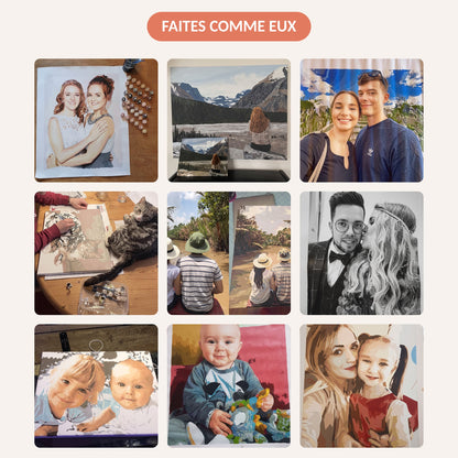 Réalisations de clients Maison Artsen : peintures par numéro personnalisées d'après leurs photos