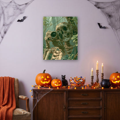 Tableau peinture par numéro Photographe Oublié accroché dans un salon décoré pour Halloween — Maison Artsen