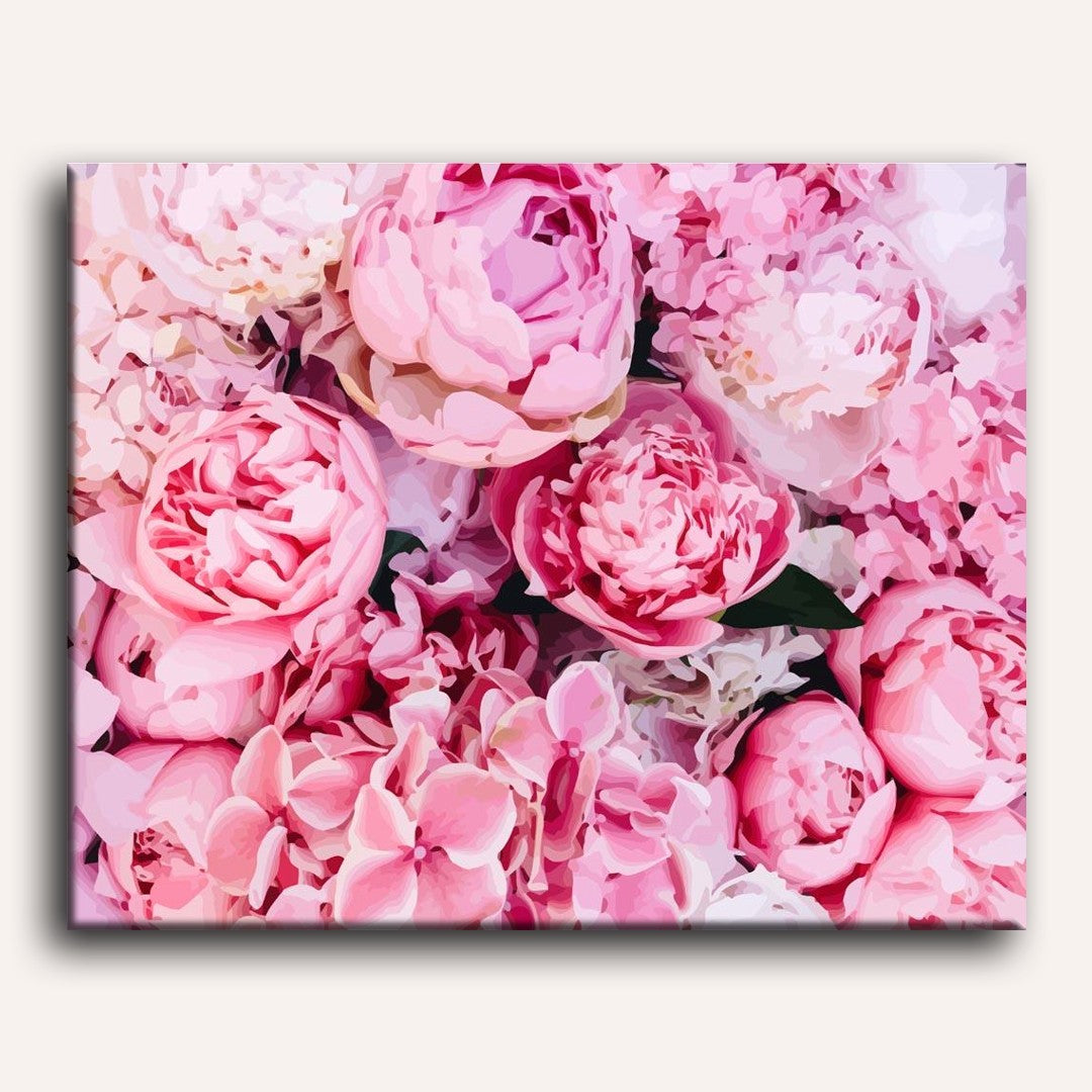 Fond de Pivoines Roses - Peinture par numéro Maison Artsen