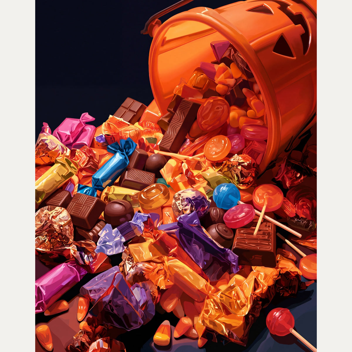Peinture par numéro adulte Pluie de Bonbons, visuel complet du design — Maison Artsen