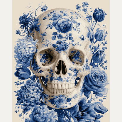 Peinture par numéro adulte Porcelaine Bleue, visuel complet du design — Maison Artsen