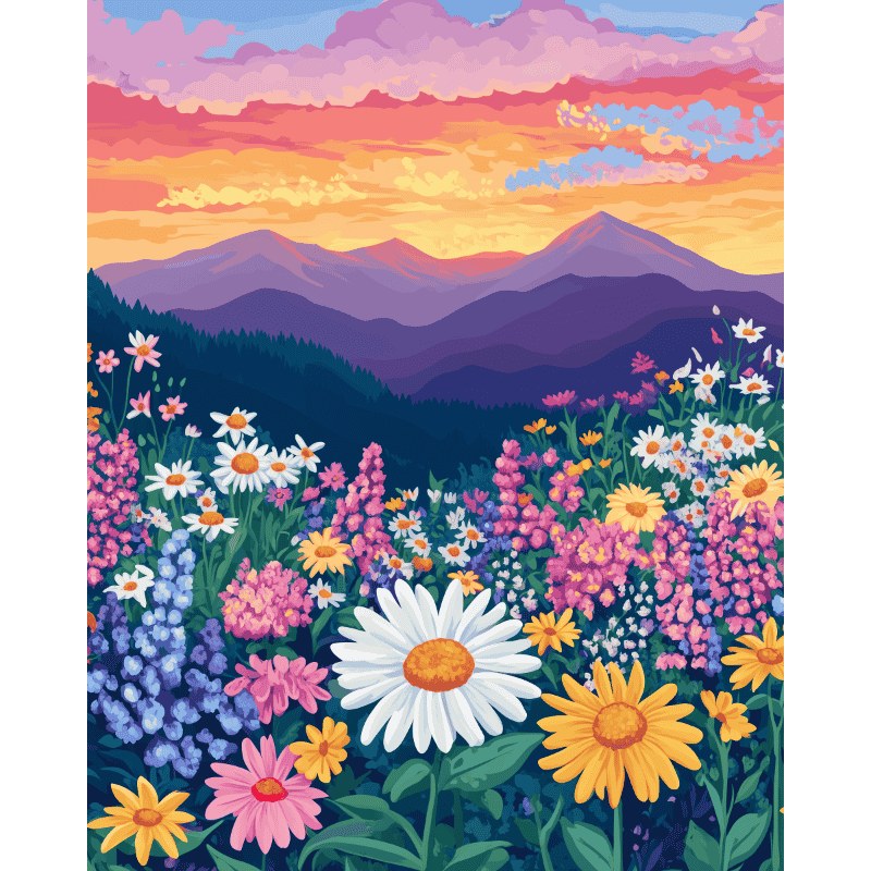 Modèle à peindre Prairie Fleurie, peinture par numéro 30×40 cm — Maison Artsen