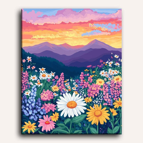 Peinture par numéro adulte Prairie Fleurie, toile tendue 30×40 cm — Maison Artsen