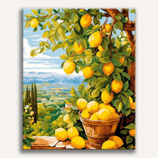 Peinture par numéro adulte Récolte de citrons, toile tendue 30×40 cm — Maison Artsen