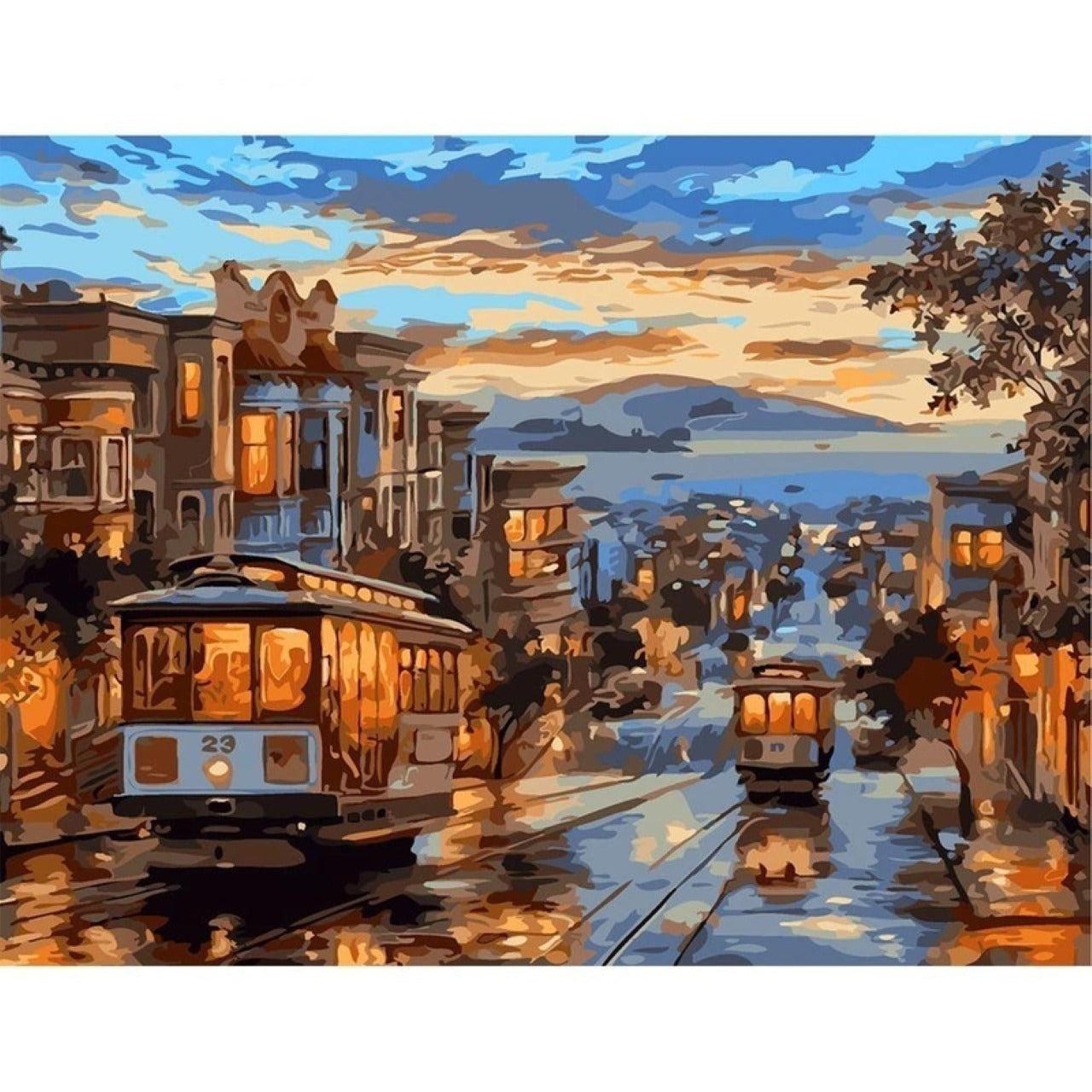 Modèle à peindre San Francisco au Crépuscule, peinture par numéro 30×40 cm — Maison Artsen