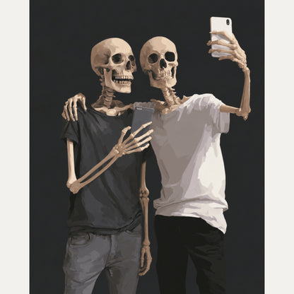 Peinture par numéro adulte Selfie Éternel, visuel complet du design — Maison Artsen