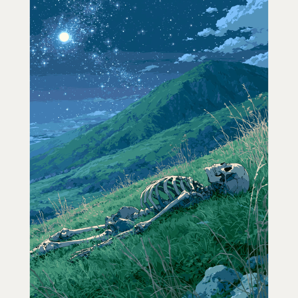 Peinture par numéro adulte Sieste sous les Étoiles, visuel complet du design — Maison Artsen