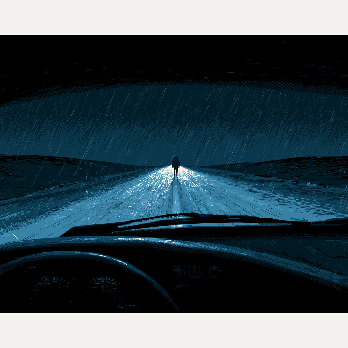 Peinture par numéro adulte Silhouette sous la Pluie, visuel complet du design — Maison Artsen