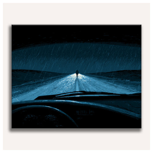 Peinture par numéro adulte Silhouette sous la Pluie, toile tendue vue de face — Maison Artsen